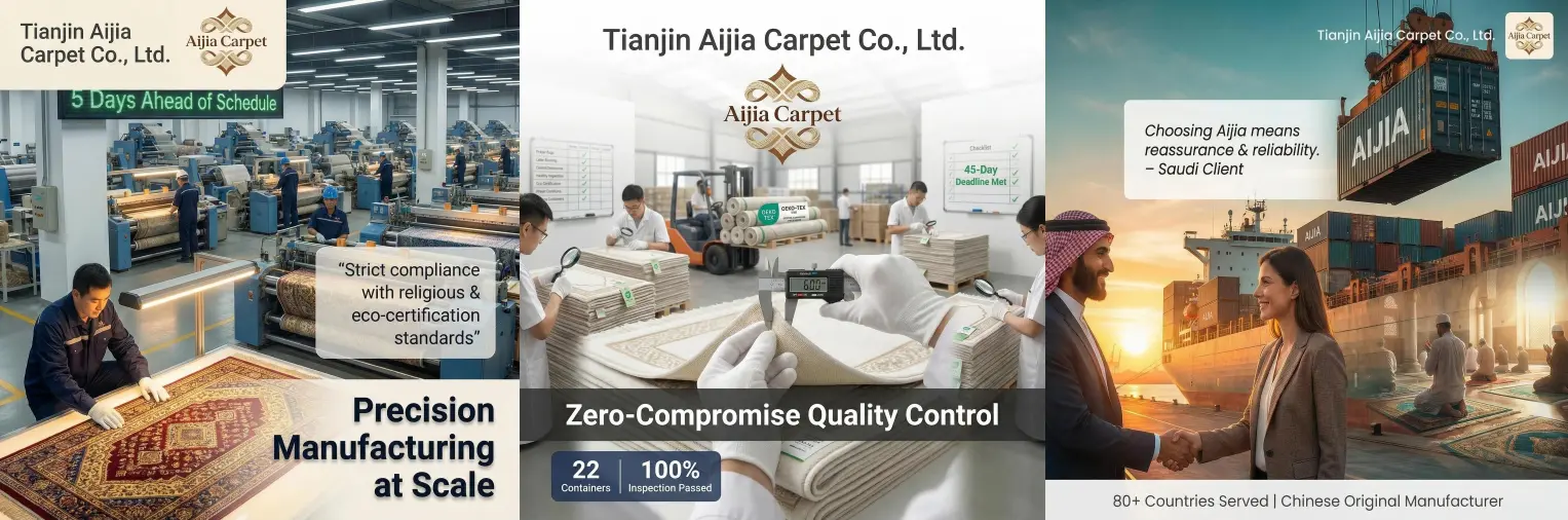 Aijia Carpet Successfully Completes Loading and Shipment of 50,000 ㎡ Prayer Rug Order for Middle East Client
