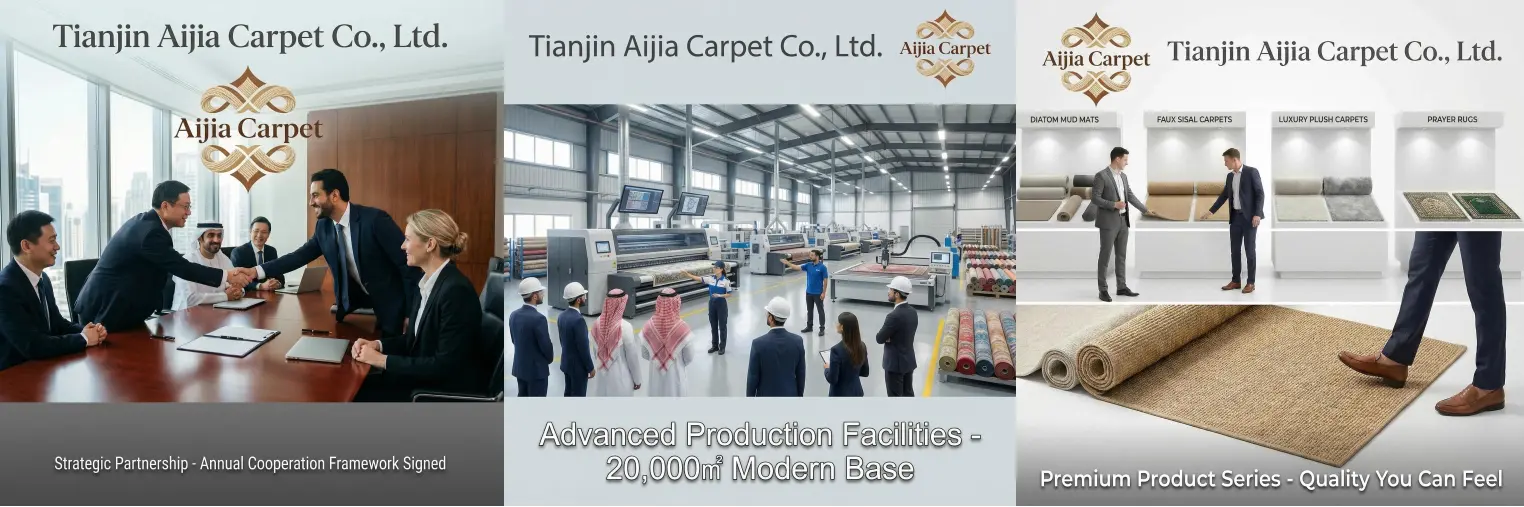 Overseas Clients from Middle East and Europe Visit Aijia Carpet Factory for Inspection and Exchange Overseas Clients from Middle East and Europe Visit Aijia Carpet Factory for Inspection and Exchange
