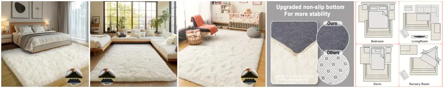 Bedroom Shaggy Rugs Material  Details 