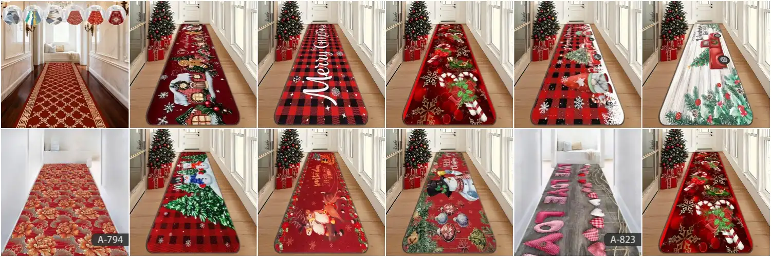 Christmas Hallway Runner Rug Material  Details 